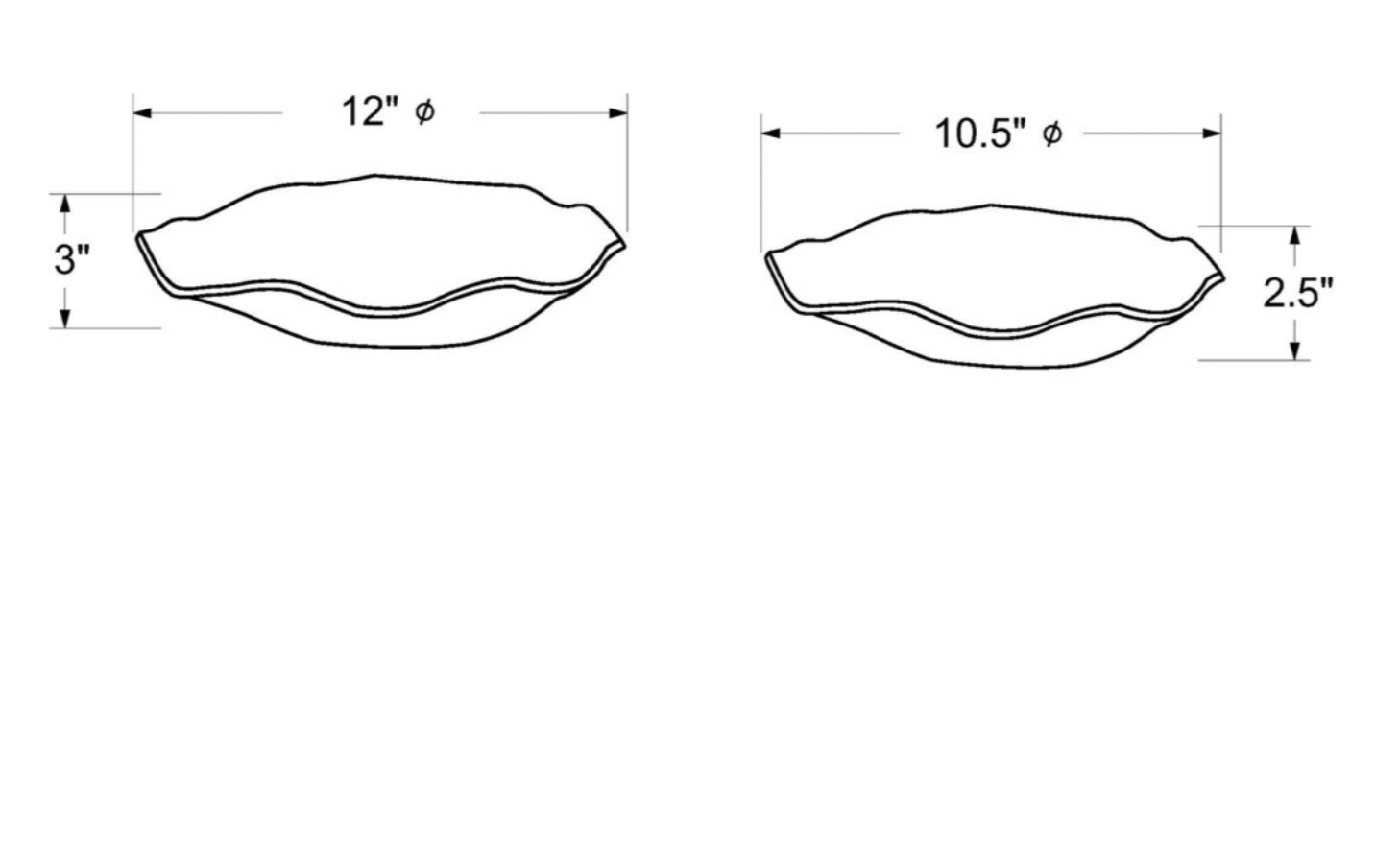 Organic Bowls With Ribbed Texture, 2 Piece Set