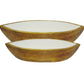 Enamel and Mangowood Boat Bowls, 2 Piece Set