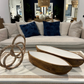 Enamel and Mangowood Boat Bowls, 2 Piece Set