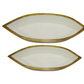 Enamel and Mangowood Boat Bowls, 2 Piece Set