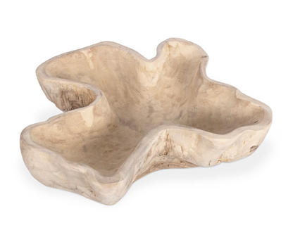 Organic Teak Wood Carved Bowl