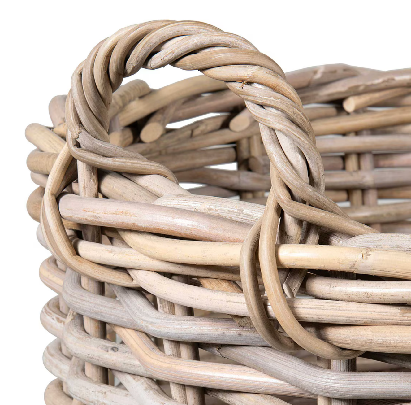 Mona Round Rattan Storage Baskets with Wheels Set of 2