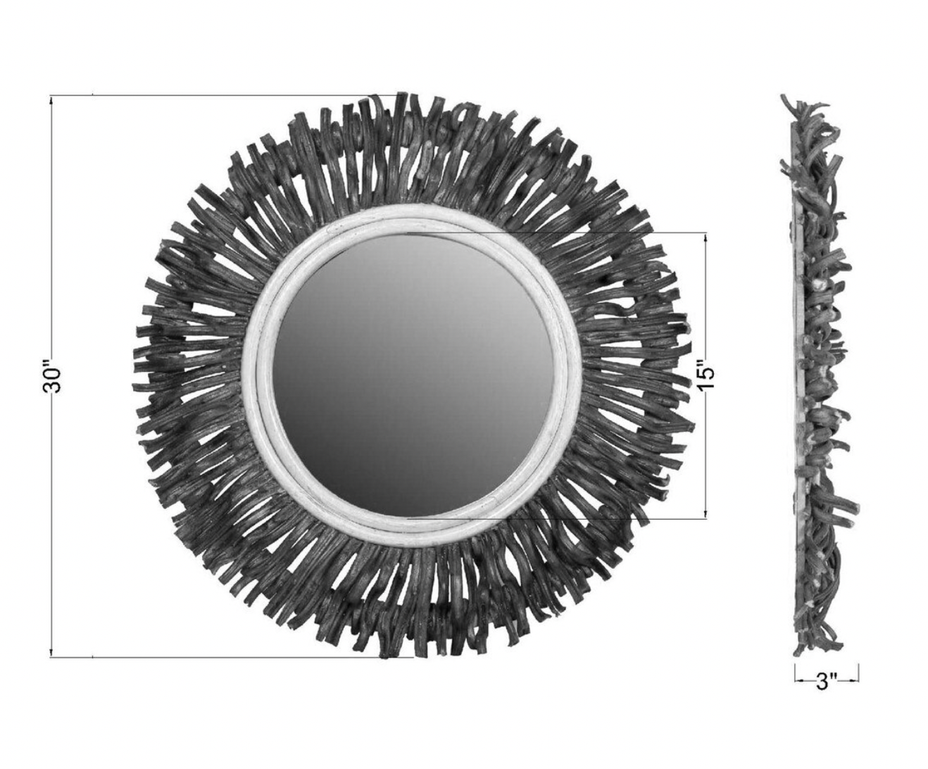 Indigo Road Hapsala And Rattan Mirror