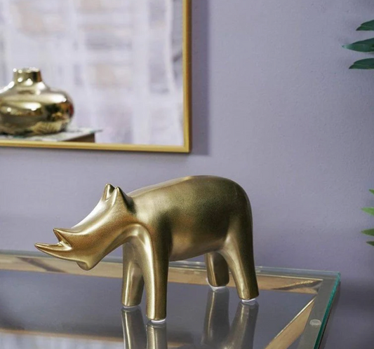 Rhino with Gold Finish