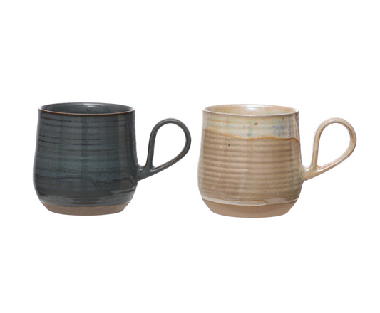 18 oz. Stoneware Mug, Reactive Glaze & Unglazed, 2 Colors (Each One Will Vary)