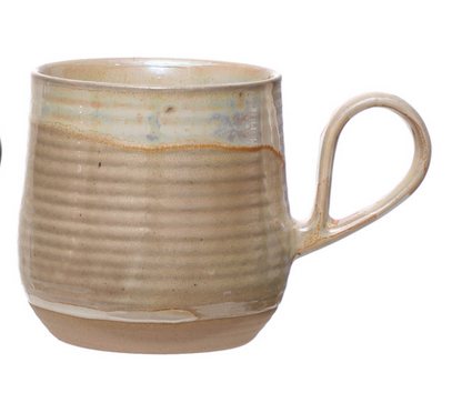 18 oz. Stoneware Mug, Reactive Glaze & Unglazed, 2 Colors (Each One Will Vary)