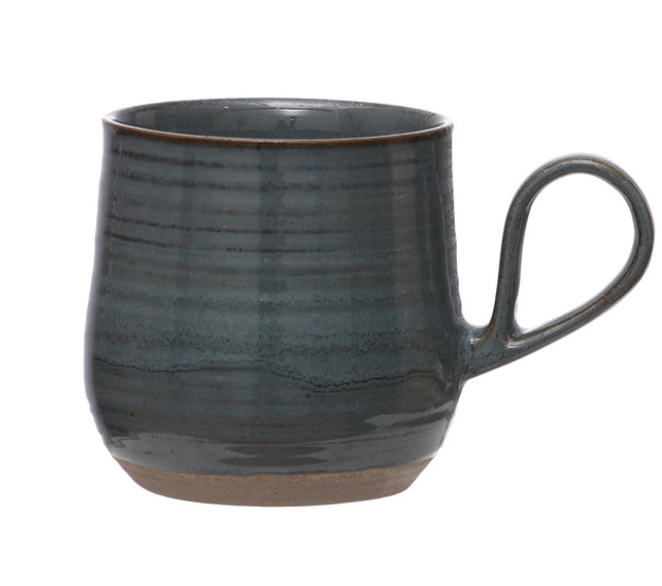 18 oz. Stoneware Mug, Reactive Glaze & Unglazed, 2 Colors (Each One Will Vary)