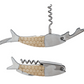 Oak Wood & Stainless Steel Fish Shaped Bottle Opener/Corkscrew