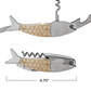 Oak Wood & Stainless Steel Fish Shaped Bottle Opener/Corkscrew