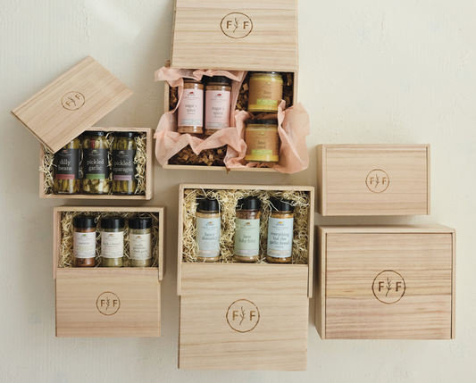 Paulownia Wood Boxes w/ Laser Etched "Finch + Fennel" Logo, Natural