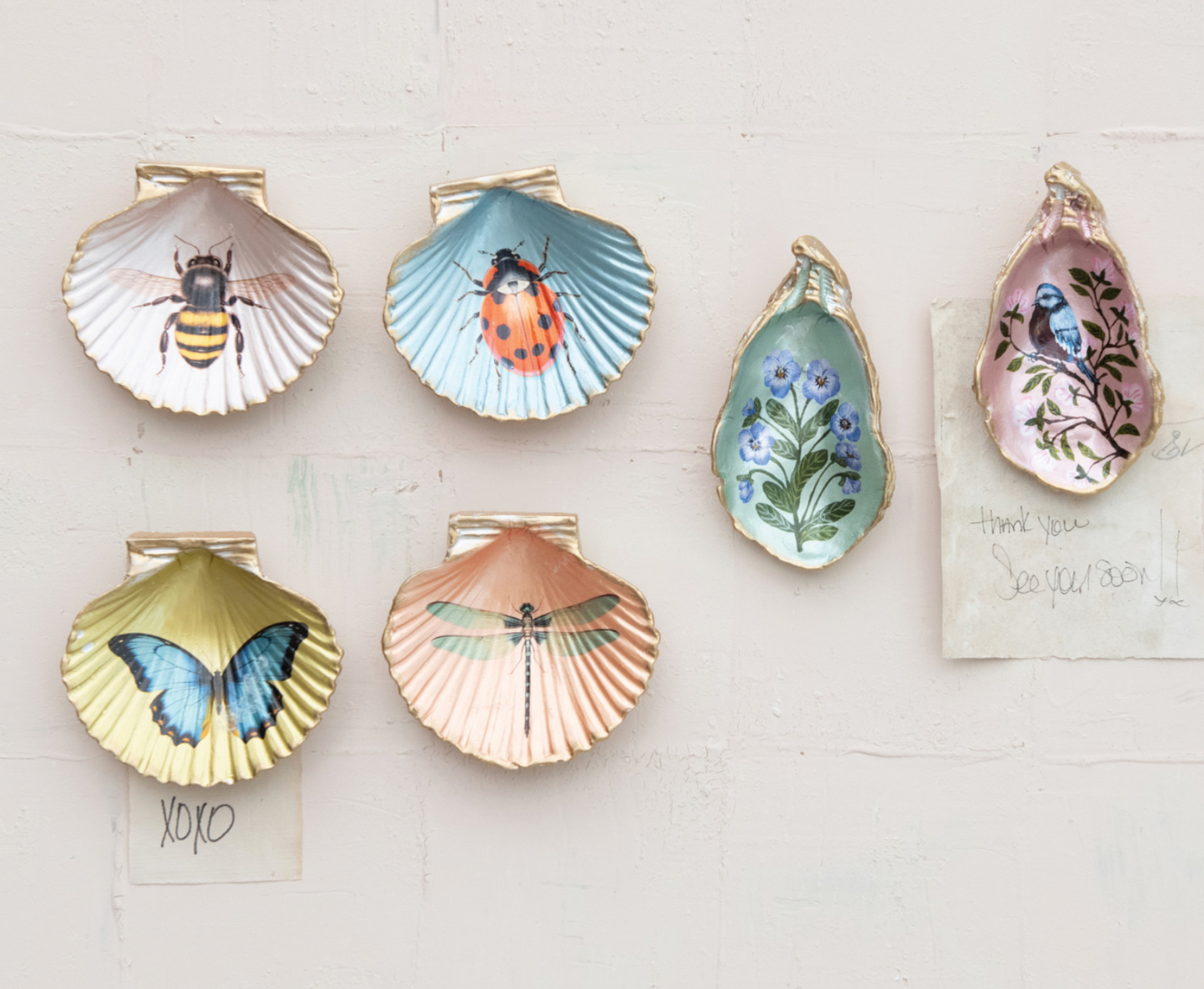 Resin Shell Shaped Magnet w/ Flora/Fauna Image, 6 Styles