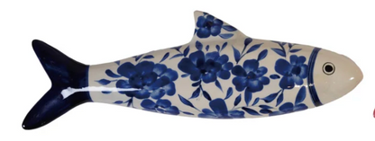 Hand-Painted Stoneware Fish Wall Décor, 4 Styles (Hangs or Sits) Large