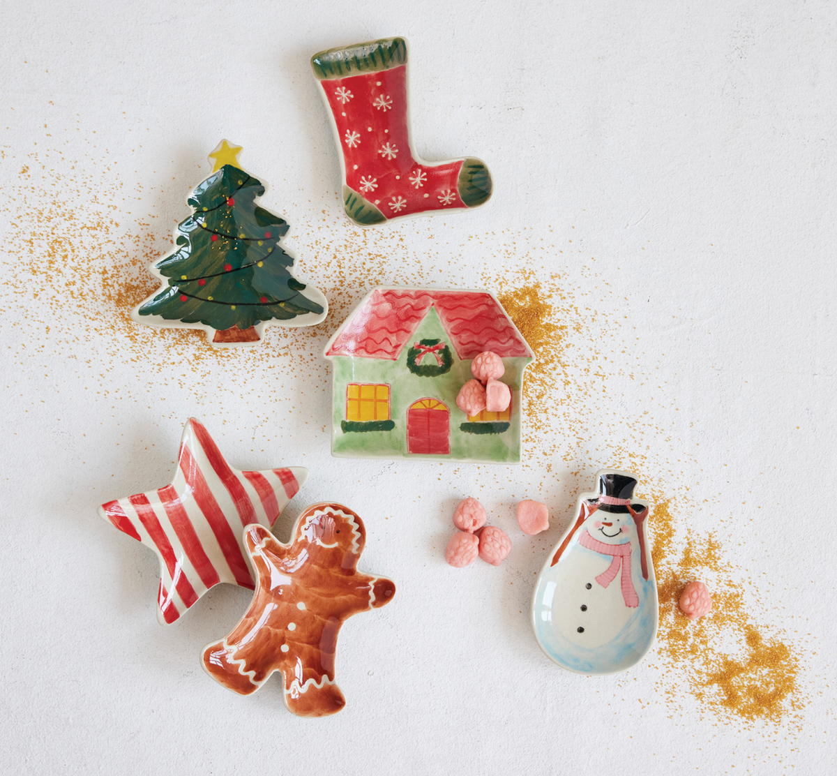 Hand-Painted Stoneware Holiday Shaped Dish, 6 Styles