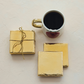 Glass Coasters, Gold Finish, Set of 4 Tied with Gold Cord