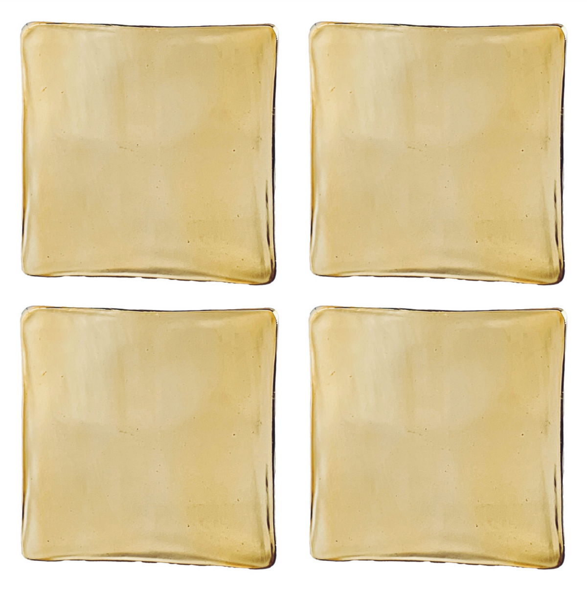 Glass Coasters, Gold Finish, Set of 4 Tied with Gold Cord