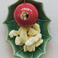 Stoneware Holly Shaped Plate with Berry Shaped Toothpick Holder