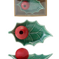 Stoneware Holly Shaped Plate with Berry Shaped Toothpick Holder
