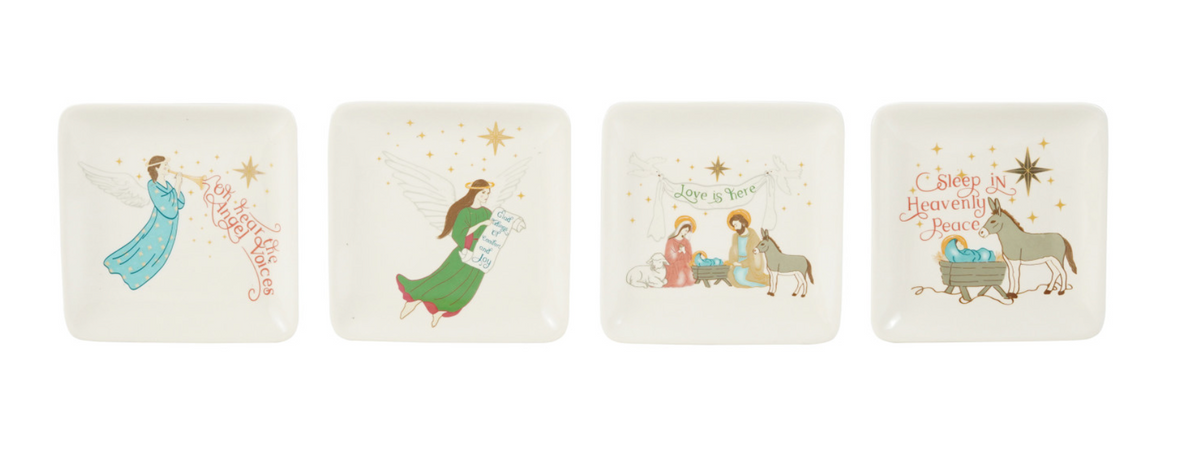 Stoneware Dish with Holiday Figure, 4 Styles