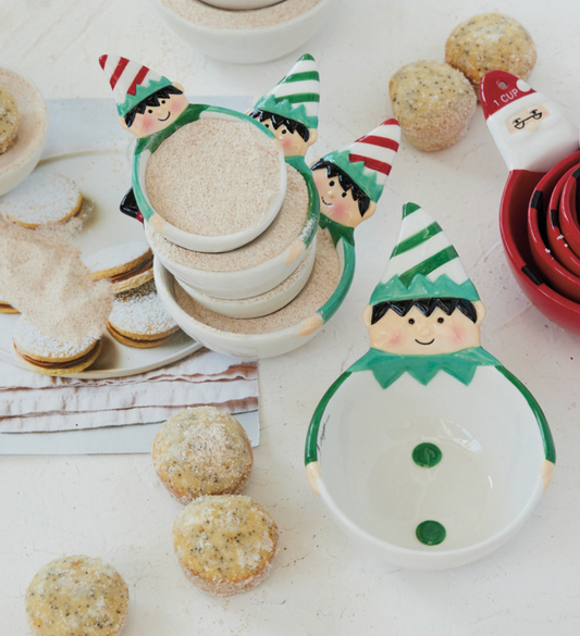 Hand-Painted Ceramic Elf Shaped Measuring Cups, Set of 4
