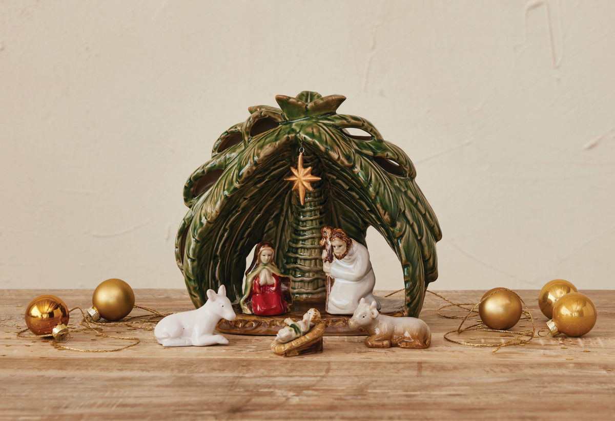 Stoneware Vintage Reproduction Nativity, Set of 6 (Each Will Vary)