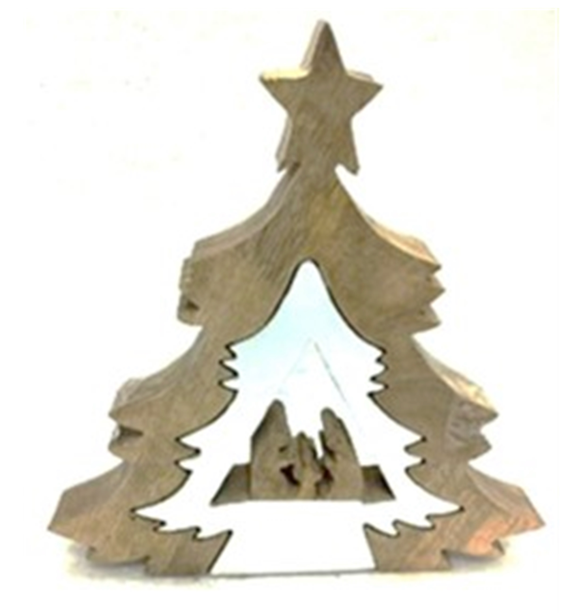 Wood and Enamel Nativity Tree Puzzle
