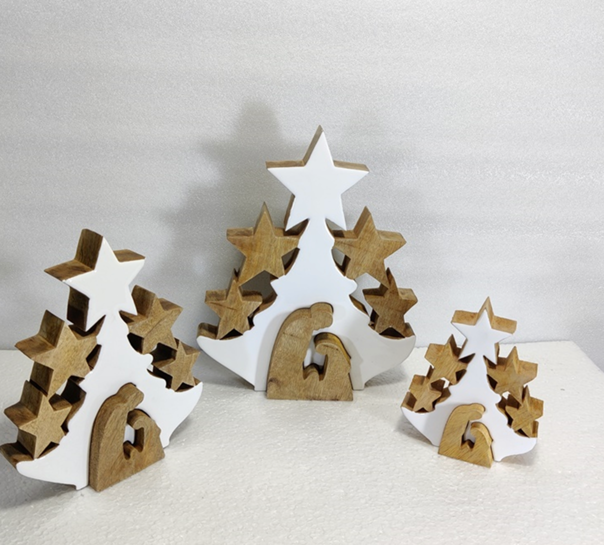 Wood and Enamel Nativity Tree Puzzle