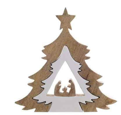 Wood and Enamel Nativity Tree Puzzle