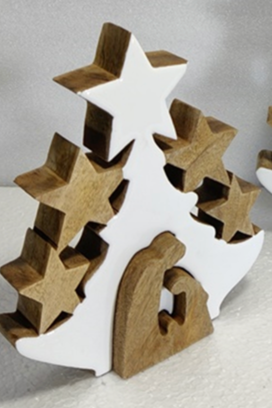 Wood and Enamel Nativity Tree Puzzle