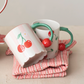 Hand-Painted Mug with Cherry Shaped Handle