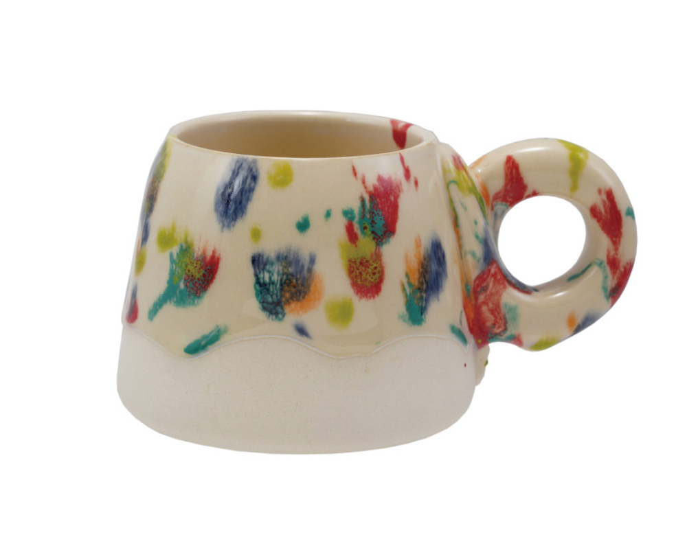 16 oz. Handmade Stoneware Mug, Rolled Speckled Finish & Unglazed