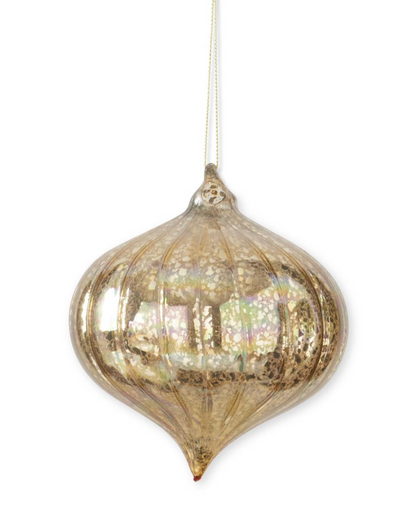 Gold Ribbed Mercury Glass Ornament