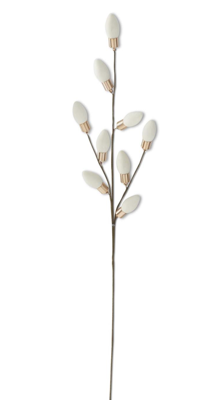 White Flocked Christmas Bulb Stem