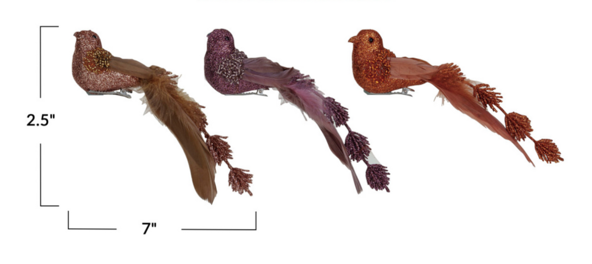Foam & Feather Bird Clip-on Ornaments, Multi Color