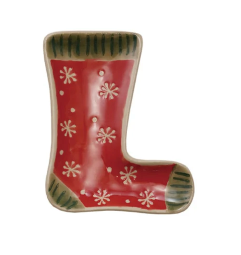 Hand-Painted Stoneware Holiday Shaped Dish, 6 Styles