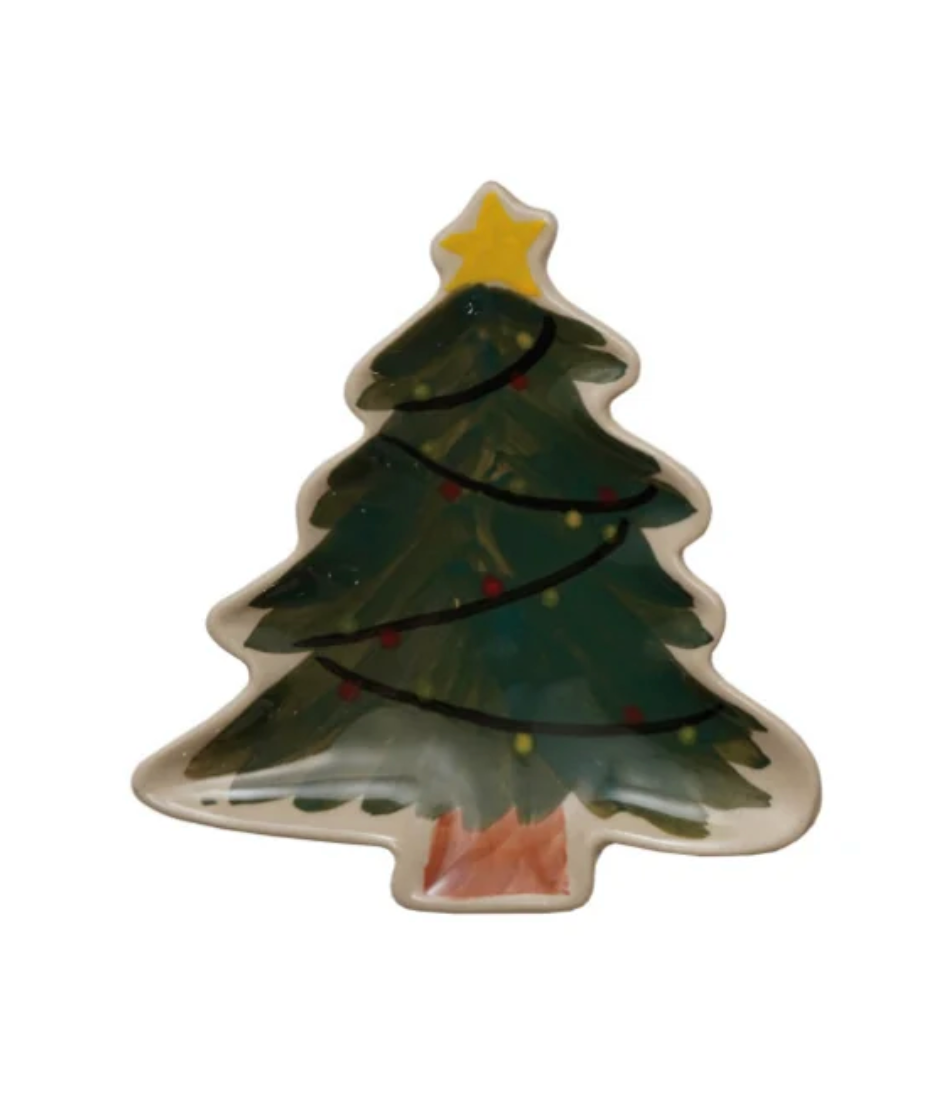 Hand-Painted Stoneware Holiday Shaped Dish, 6 Styles