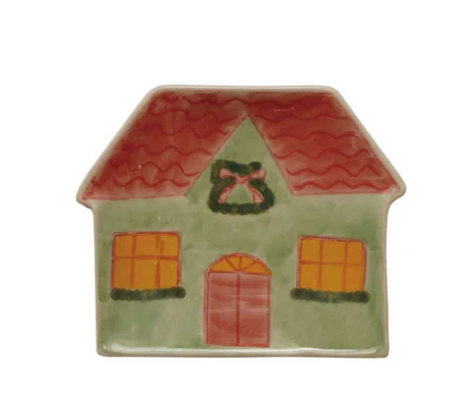 Hand-Painted Stoneware Holiday Shaped Dish, 6 Styles