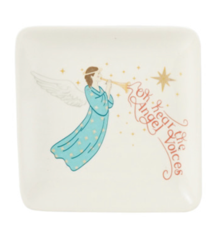 Stoneware Dish with Holiday Figure, 4 Styles
