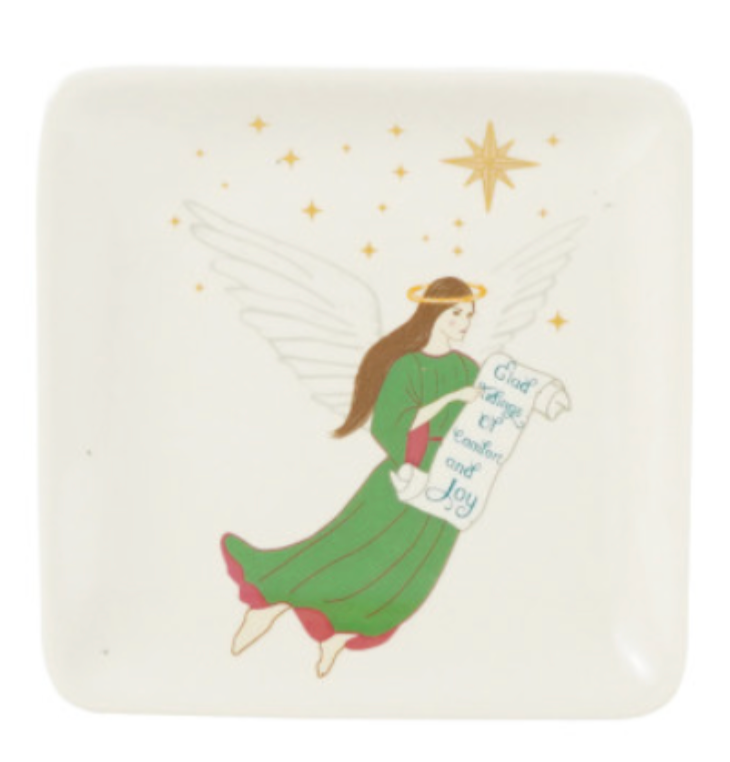Stoneware Dish with Holiday Figure, 4 Styles
