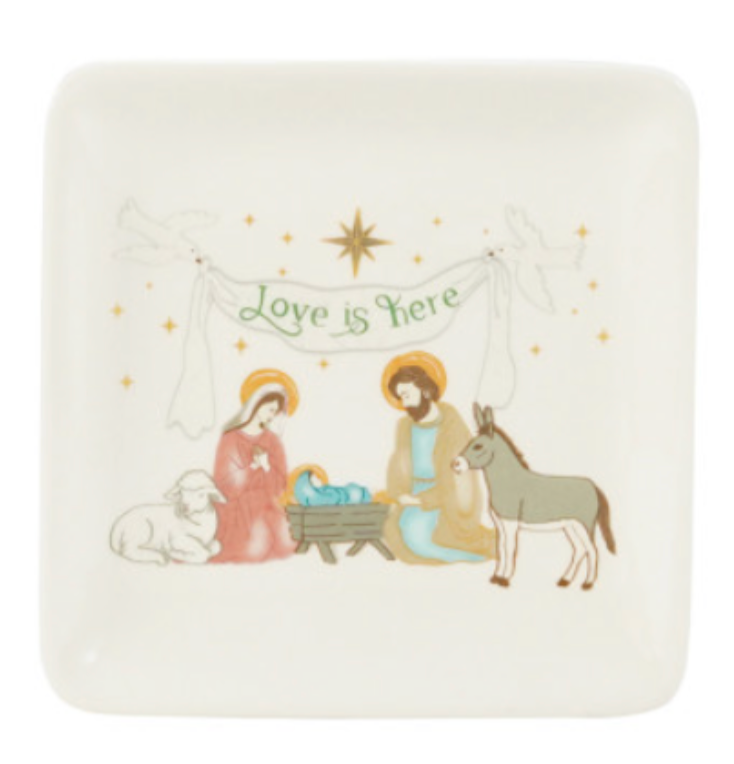 Stoneware Dish with Holiday Figure, 4 Styles
