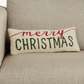 Cotton Boucle Lumbar Pillow with Embroidered "Merry Christmas"