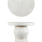 Resin Table with Stacked Ball Base, Travertine Finish, Cream Color
