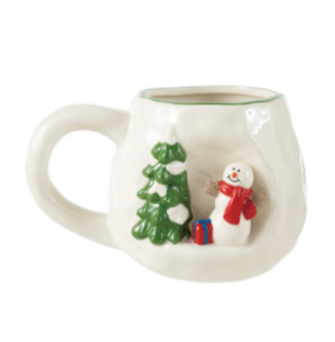14 oz. Hand-Painted Stoneware Mug with 3D Scene, 5 Styles