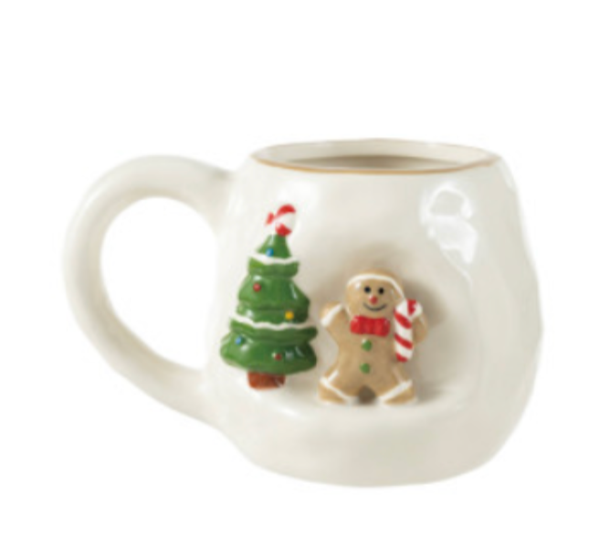 14 oz. Hand-Painted Stoneware Mug with 3D Scene, 5 Styles