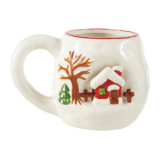 14 oz. Hand-Painted Stoneware Mug with 3D Scene, 5 Styles