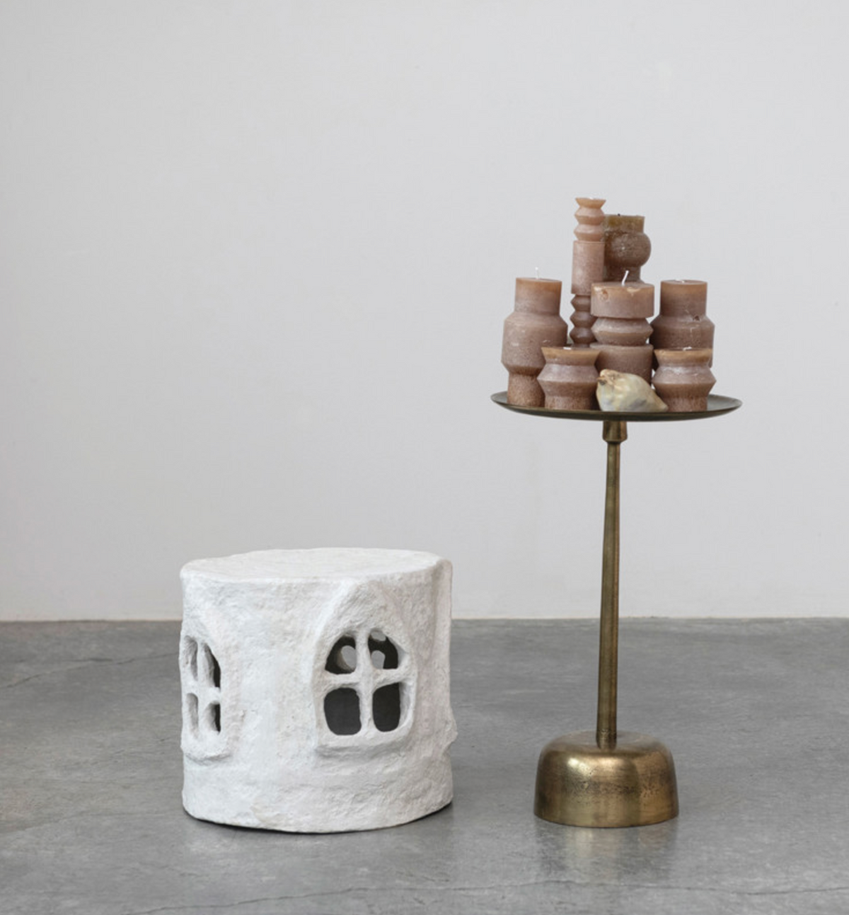 Aluminum Side Table, Antique Brass Finish