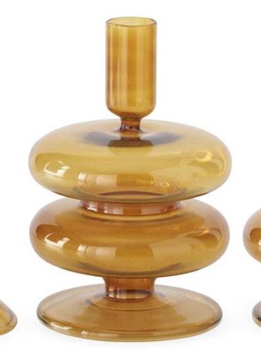 Amber Glass Modern Taper Holder