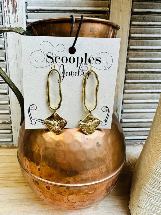 Gold Queen Bee Earrings