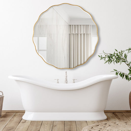 Aneta Round Mirror, Gold