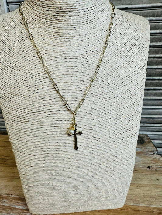 Gold Paperclip Cross