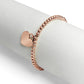 18K PVD Coated Stainless Steel Heart And Bead Stretch Bracelet